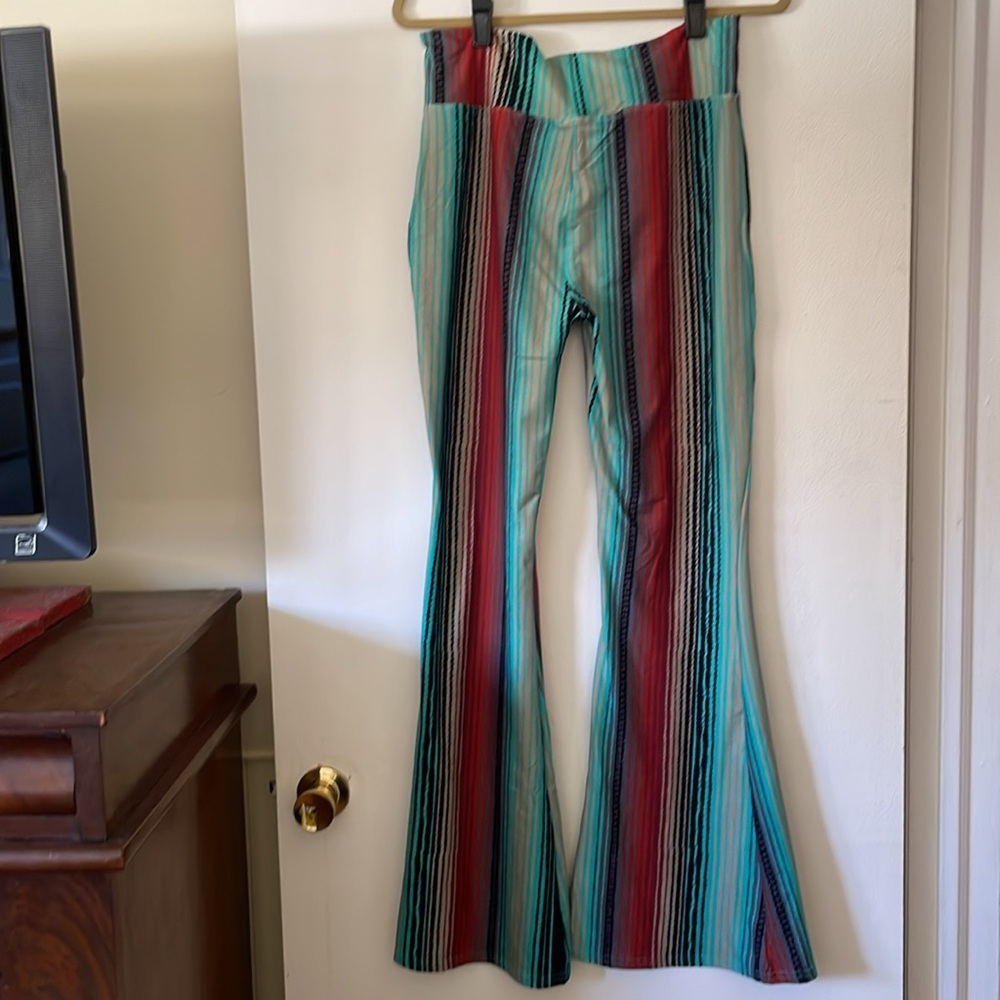 Crazy Train Multicolor Stripe Pull On Stretch Fla… - image 3